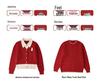 Korean Style Red Parent-Child Sweater: Women's Cardigan & Men's Round Neck Pullover