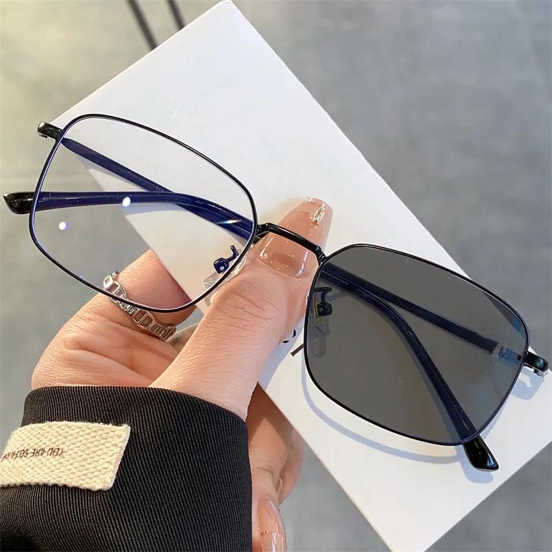 3Pcs Photochromic Anti Radiation Glasses Metal Eyeglass For Woman Men