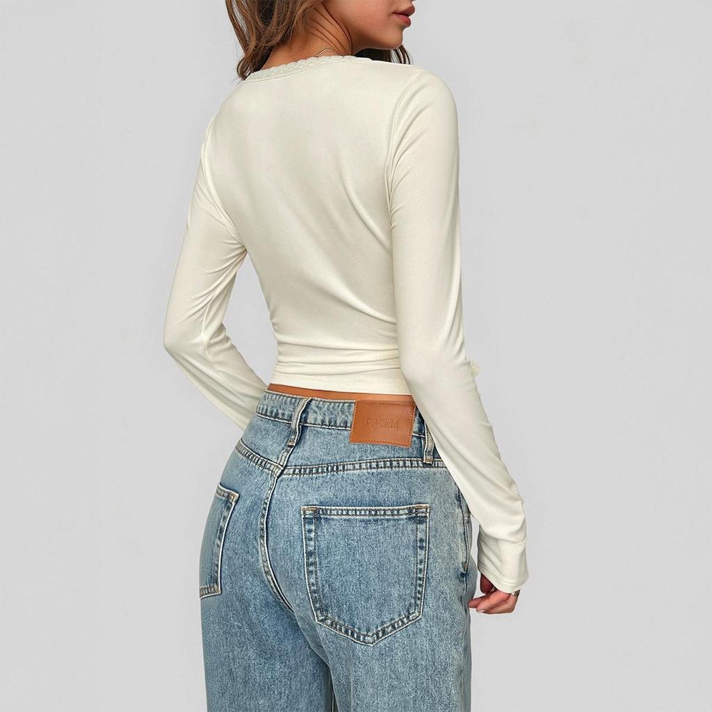 Di Yun Y2K Hot Girl Lace Long Sleeve Top – Women's Fashion for Fall/Winter 2025