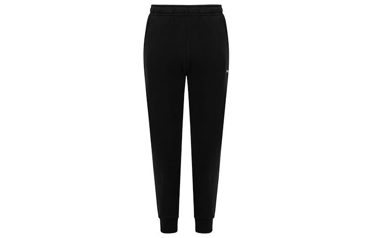 Li Ning Breathable Moisture Wicking Fleece Lined Elastic Cuff Knitted Sweatpants Unisex Black AKLTC43-1 L