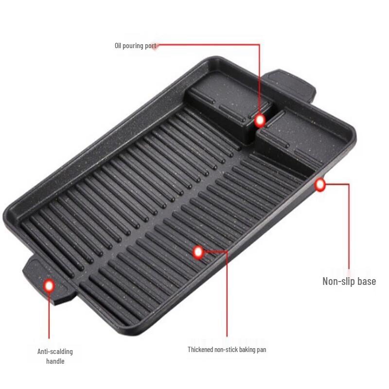 Wutuo Rectangular Cast Iron Grill Pan