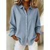Fashionable Striped Vintage-Style Women's Long-Sleeve Shirt Comfortable And Breathable Collared Shirt Casual Everyday Wear Top
