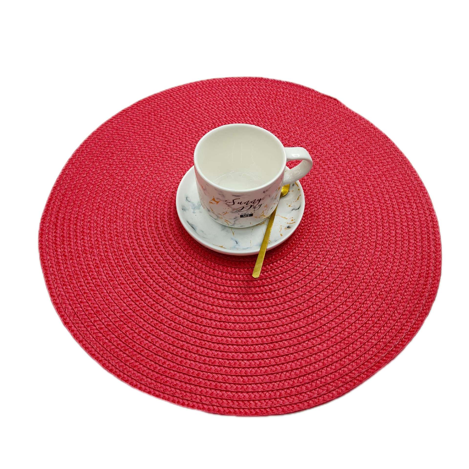 Leather Textured Cotton Round Placemats Heat-Resistant Dining Table Mats Coasters Western Table Settings 38cm