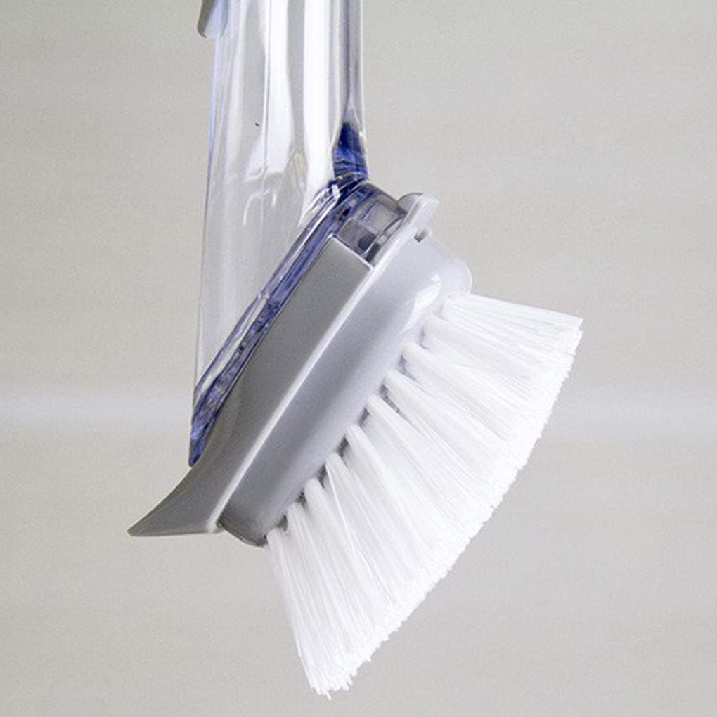 2-In-1 Plate Kitchen Cleaning Brush Removable Head Sponge Tools Dish Long Handle Scrubber Dispenser Pot Sink Household
