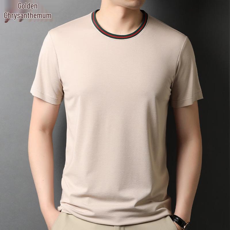 Men's Silk Blend Short Sleeve Round Neck T-shirt