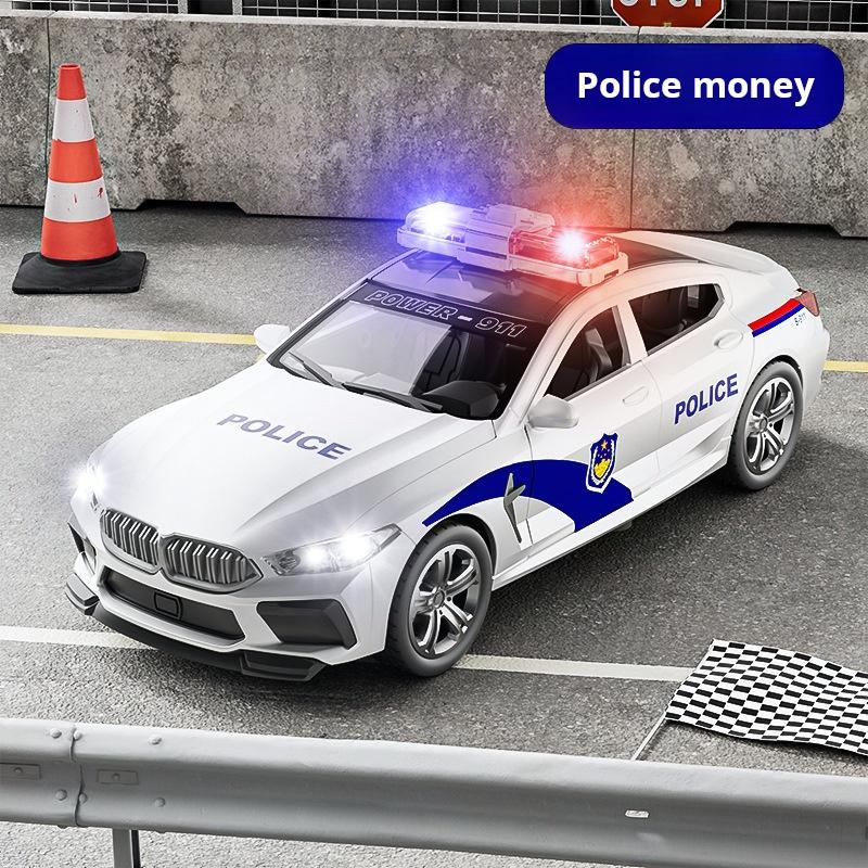 1:32 M Police Car Model Toy Metal Diecast Pull Back 110 Simulation Vehicle Models Doors Opened Boys Collection Gifts
