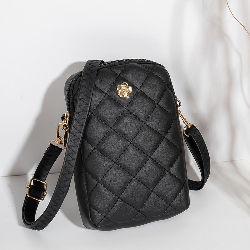 Trendy Embroidered Diamond Pattern Crossbody Phone Bag - 2022 Women's Style