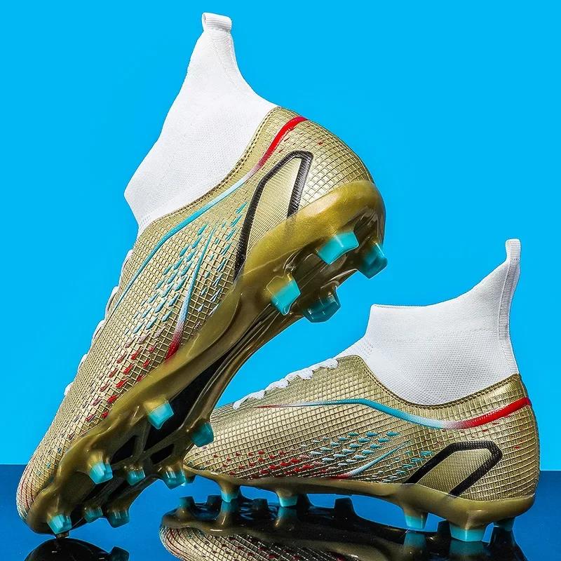High Ankle Sports Footwear FG/TF Kids Soccer Cleats Football Boots Professional Men's Soccer Shoes Krampon Outdoor Sneakers 2024