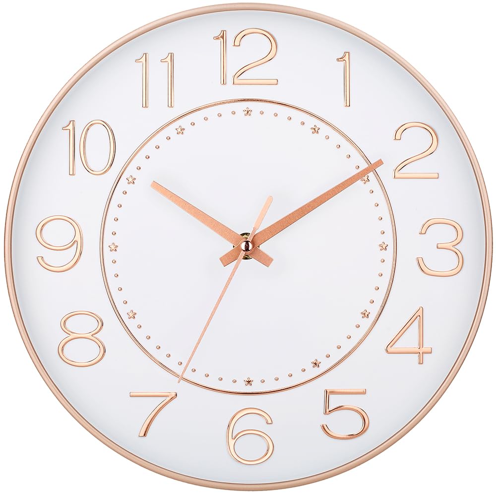

HZDHCLH Wall Continuous Second Simple 25cm Indoor Wall 3D for Clock, Silent, Hand, Design, Compact, Diameter, Clock, Easy-to-Read Numbers,