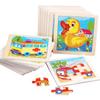 Baby Holzspielzeug 11x11cm Puzzle 3D Puzzle Cartoon Tier Verkehr Holzpuzzlespiel Montessori Lernspielzeug für Kinder