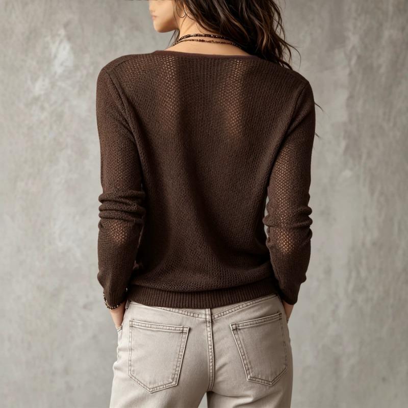 Women S V Neck Solid Slim Fit Knit Pullover Sweater Spring Autumn