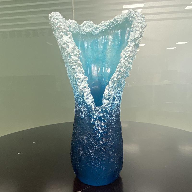 Wave Vase Resin Handicraft Wave Vase Decoration Ocean Blue Home Decoration