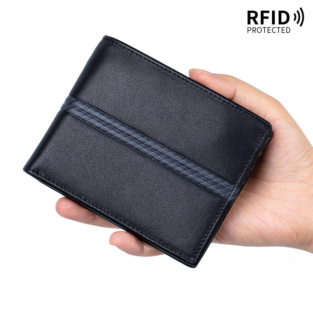 Herren Top Layer Rindsleder Gestreifte Brieftasche - Perfektes Geschenk für Vater, Ehemann oder Freund zum Geburtstag