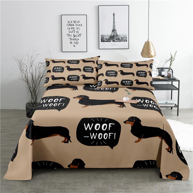 Cartoon Wolves 0.9/1.2/1.5/1.8/2.0m Digital Printing Polyester Bed Flat Sheet With Pillowcase Print Bedding Set