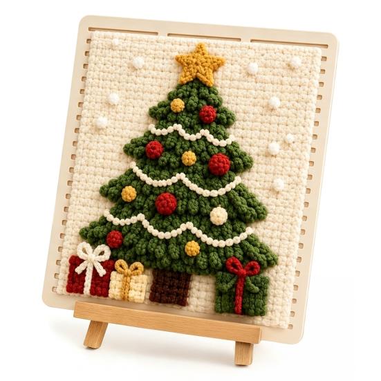 Yarn Art Decor Projects DIY Fabric Weaving Painting Kit, Halloween Christmas Crochet Kit for Decoration, Beginner Handmade Craft Project Set Holiday