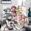 1PC Puella Magi Madoka Magica Print Flannel Blanket, High Quality All Seasons, Home Decor, Warmth and Comfort, Perfect for Christmas Gifts