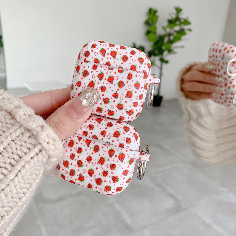 The New Strawberry Is Suitable for Apple Wireless Bluetooth Headset Case Protective Case Headset 1st Generation AirPods Pro1 Anti-drop
