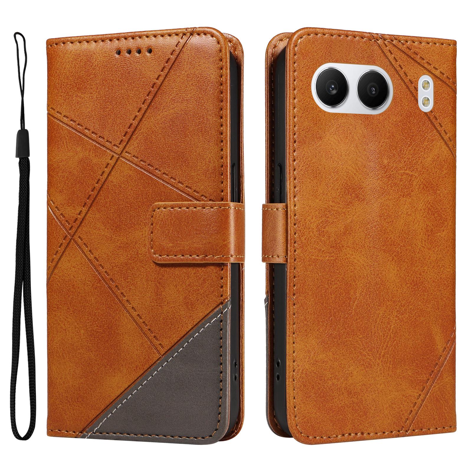 

For OnePlus Nord 4 Case Leather Geometric Line Wallet Phone Cover with Wrist Strap A