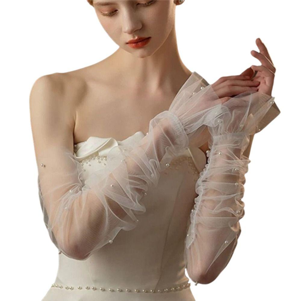 Lace Bridal Long White Gloves Versatile Brides Arm Cuffs  Women,Brides,Bridesmaid