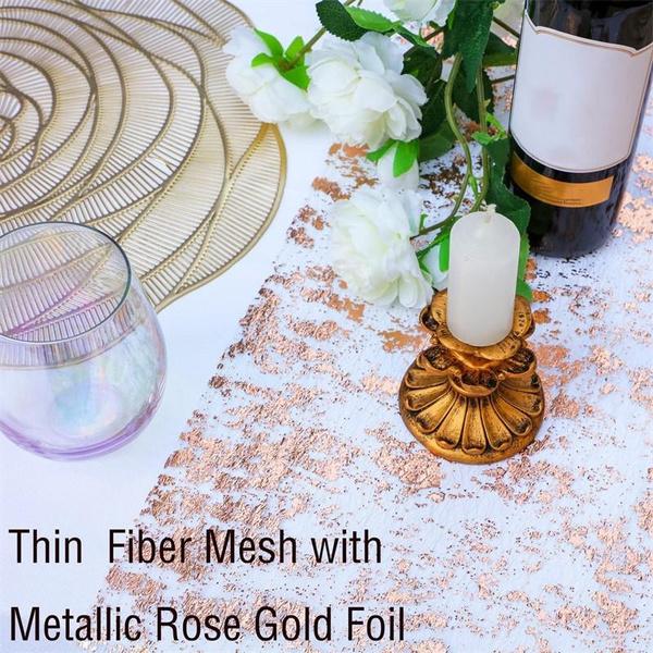 Table Runner Roll, Glitter Gold Foil Mesh Table Runner Decorative Dining Table Centerpiece for Party, Wedding, Baby Shower, Christmas