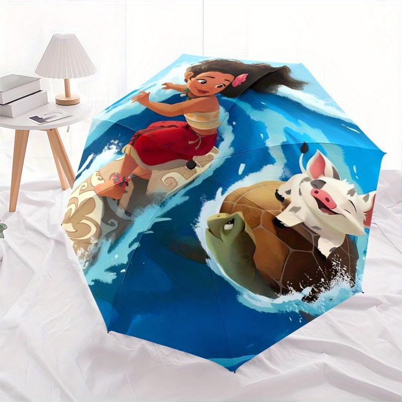 Moana & Happy Pig Automatic Opening and Closing Umbrella, Lightweight 3-Fold, With Cute Cartoon Characters, Suitable for Home, Outdoor and D