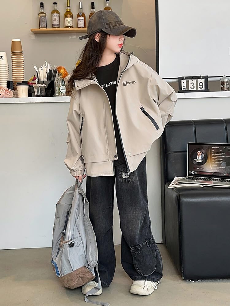 KOSIKINI Outdoor Mountain Sizes Korean Windproof Perfect for School and Sizes Girls' Jacket, Kids' Parka, Spring/Autumn, Girls' Hoodie, 120, 130, 140,