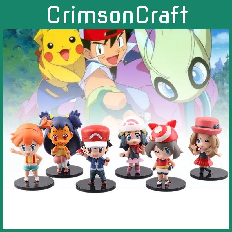 Vibrant Pvc Anime Trainer Collectible Models Set Of Six Featuring Ash And Misty