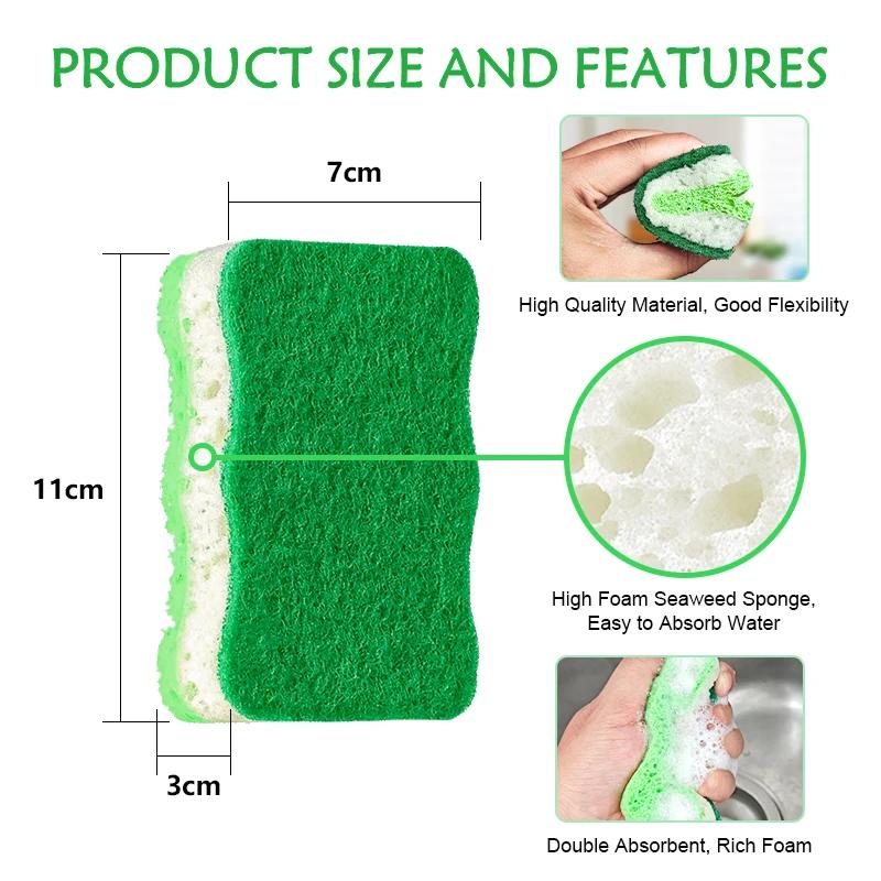Natural Wood Pulp Cotton Sponge Wipe Re-Washable Sponge Household Cleaning Pad Kitchen Cleaning Gadgets Descaling Cleaning Rub