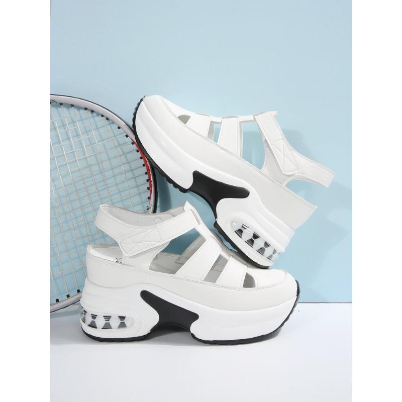 Plus Size Women's Summer New Arrival Open-Toe Platform Sandals with Air Cushion Thick Sole and Velcro Closure