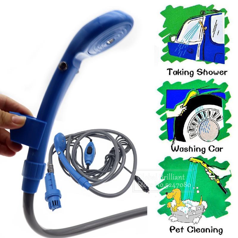 12V Portable Car Washer Camping Shower High Pressure Car Shower Washer Set Electric Pump Sprayer For Outdoor Camping Travel Pet