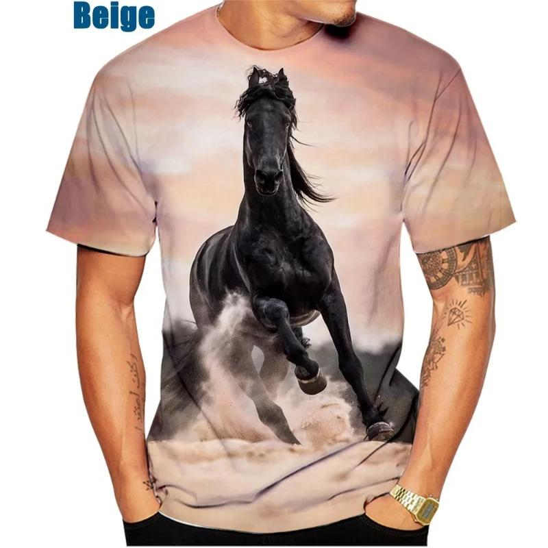 Animal Horse Creative Print 3D Print Summer O-neck T Shirt Fashion Casual Boys Girls Kawaii Tshirt Tops Unisex Clothing