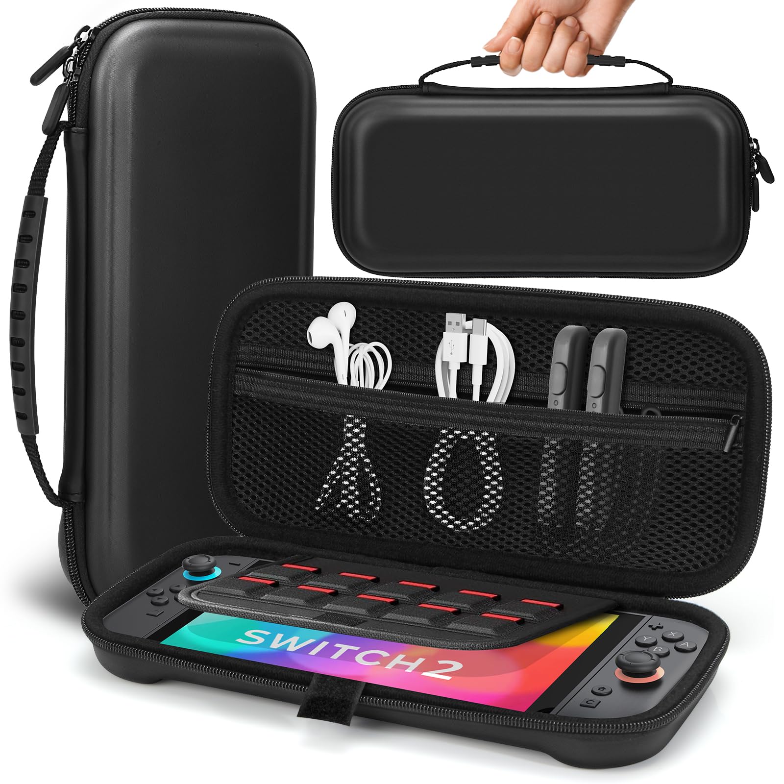 

Pulchra Switch 2 Switch 2025 Эксклюзивный Чехол для переноски для Switch Защитный Дорожный Чехол для переноски Большая Вместимость Сумка для хранения с 10 слотами для игровых карт Switch 2