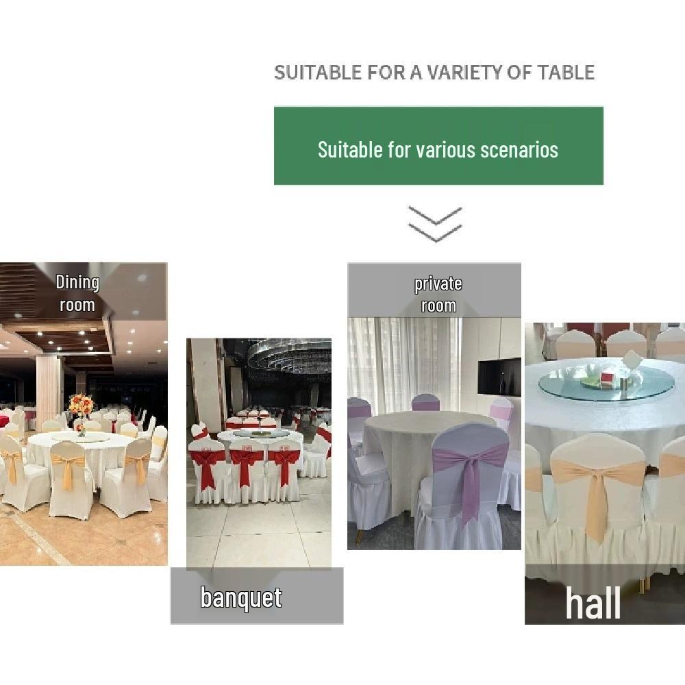 Elastic Chair Back Cover with Decorative Flower Tie for Banquets