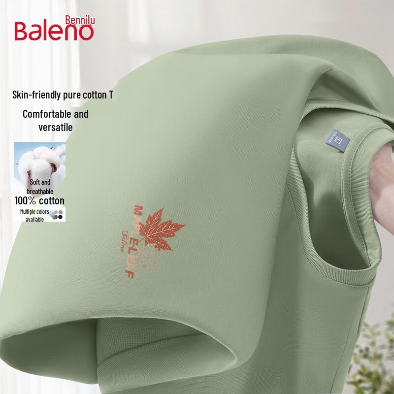 Baleno Men s Red Maple Leaf Print Long Sleeve Cotton T-shirt L