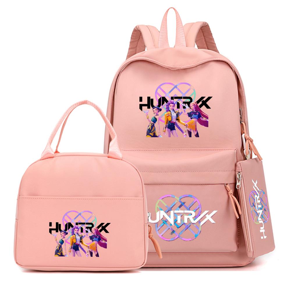 4Pcs/set Anime K-Pop Printed Backpack with Pencil Case Handbag for Teenager Student Boy Girl Bookbag Schoolbag Large Capacity Travel Bag Rucksak