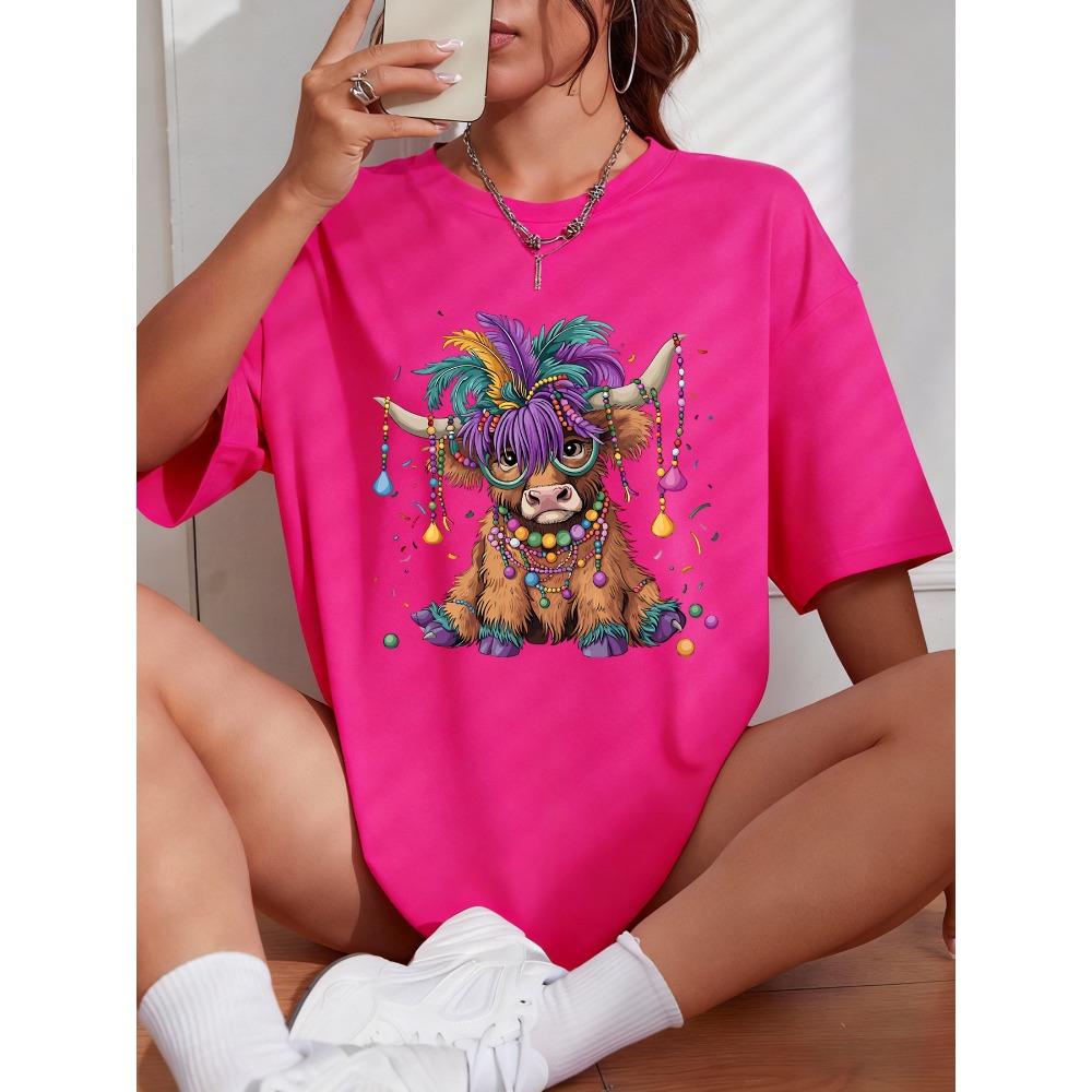 Carnivals Cute Feathered Cow Print T Shirt Woman Summer O-Neck T-Shirts Casual Cotton Clothes Y2K Hip Hop Short Sleeve