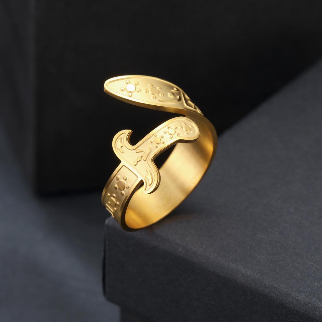 LIKGREAT Shia Zulfiqar Sword Ali Ring for Men Women Stainless Steel Arabic Imam Adjustable Ring Islam Muslim Amulet Jewelry