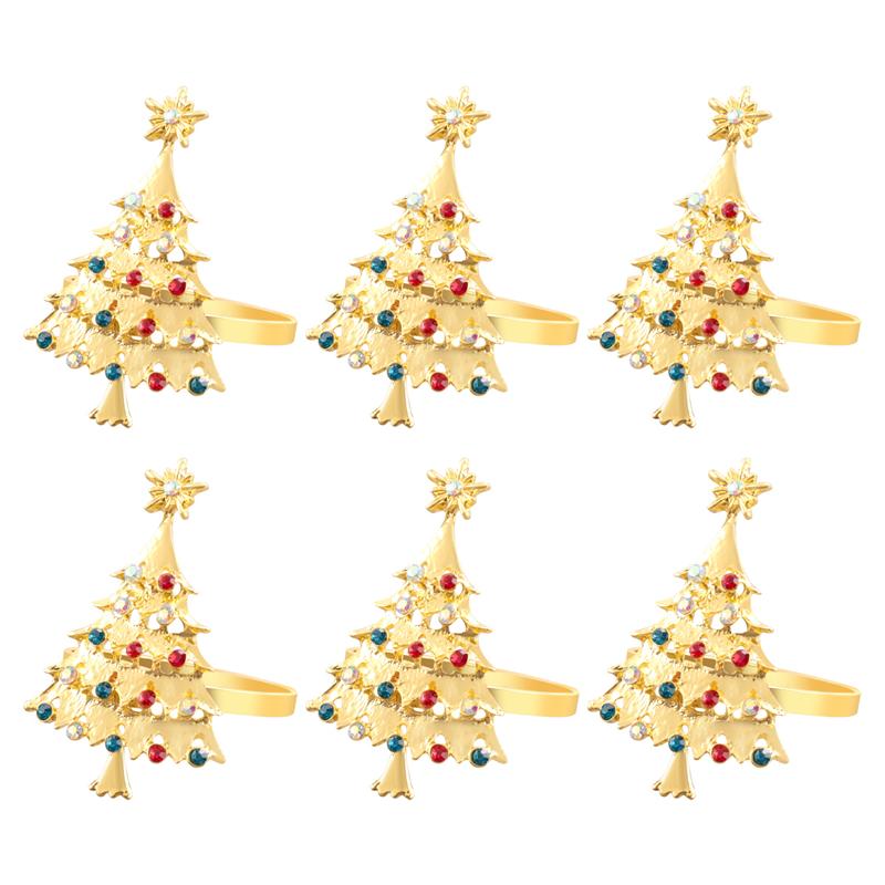 ABWR-6Pcs Christmas Napkin Button Napkin Ring Napkin Ring Cloth Ring Diamond Christmas Napkin Rings