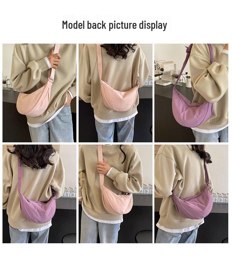 Women's Versatile Small Nylon Crossbody Dumpling Bag - Solid Color Shoulder Bag