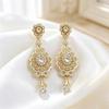 1Pair Arab Earrings Elegant Moroccan Style For Women Gold Plated Multicolor Rhinestones Drop Wedding Jewelry Valentines Gift