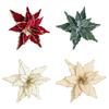 Winter Glitter Artificial Christmas Flower Velvet Flannel Wreath Candle Ring Decor for Xmas Wedding Decoration