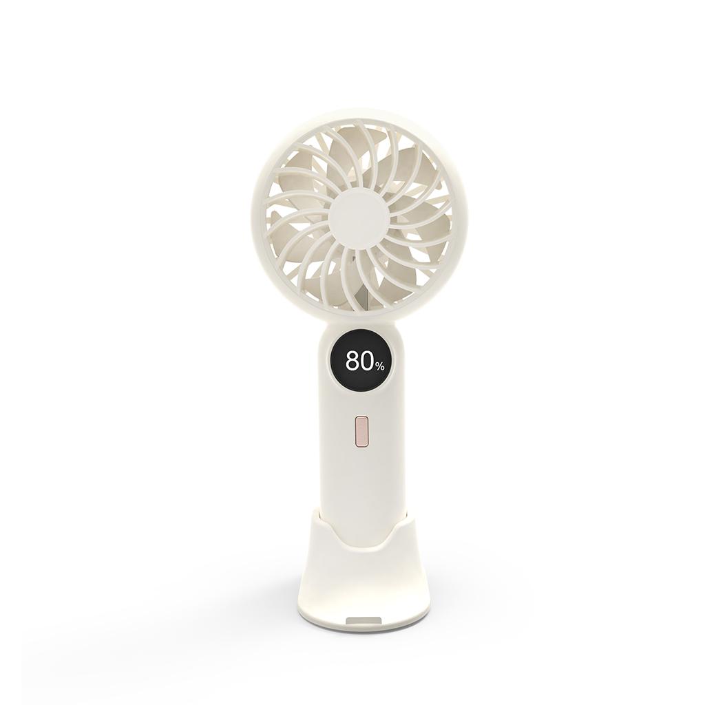 Quiet Foldable USB Rechargeable Portable Cooling Handheld Fan with 1200mAh Brushless Motor English for Outdoor & Car Use