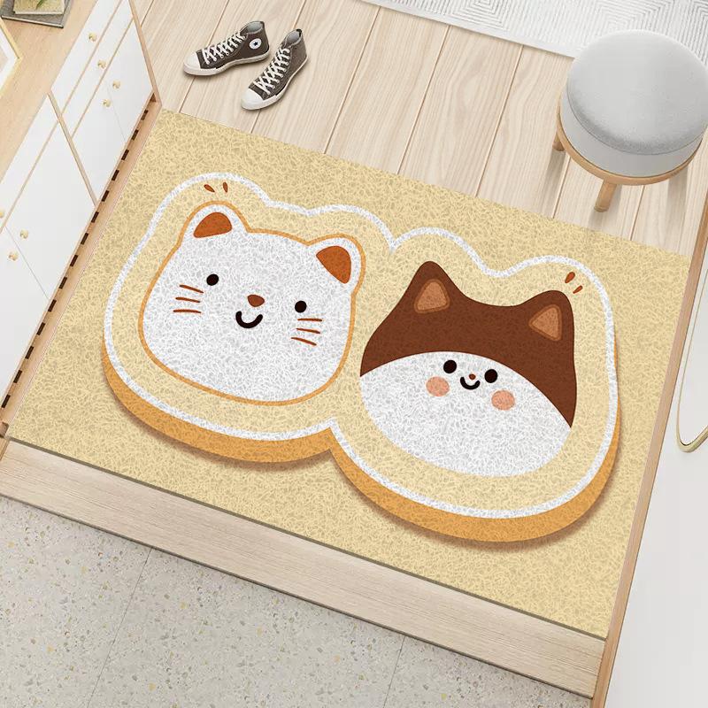 Cartoon Silk Mat Non-slip Door Mat Wear-resistant Mat Dust Removal Porch Mat Dirt, Oil and Dirty Door Carpet