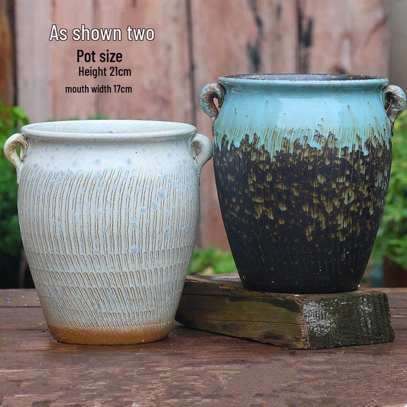 Handmade Coarse Ceramic Succulent Planter, Orchid Breathable Zisha Pot, Old Tree Design, Tall Rose Pot.