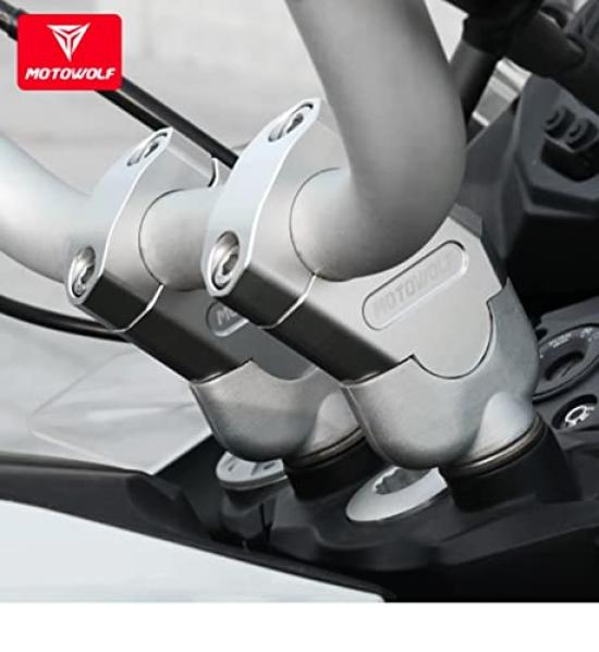 World Imp Motor Motorcycle 22mm Setback Spacer Kit CNC Aluminum Handle Clamp Set Back Kit Universal Aftermarket Part (Silver (SV))