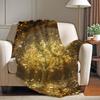 Golden Money Tree Blanket Warm And Soft Suitable For Bedroom Living Room Sofa Bed Office Travel Camping