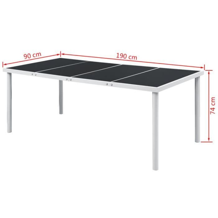 VidaXL Table de jardin 190x90x74 cm Noir Acier