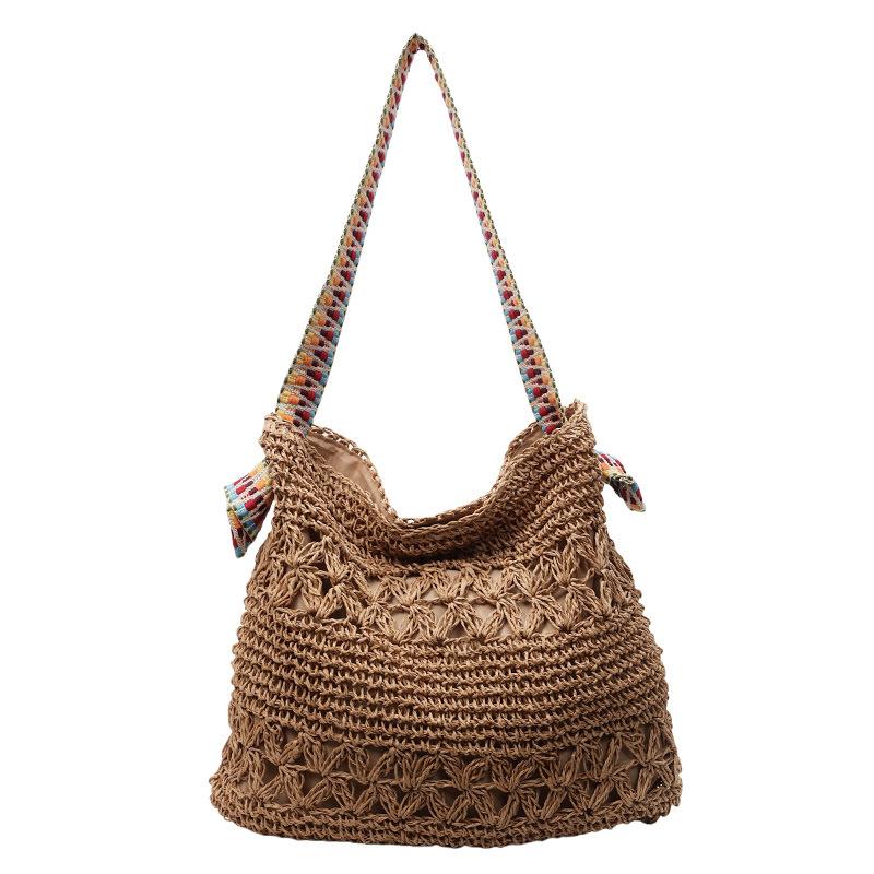 Вместительная плетеная сумка из соломы, женская летняя новинка, плетеная сумка для отпуска на море, ленивая ветряная наплечная сумка для работы One Size