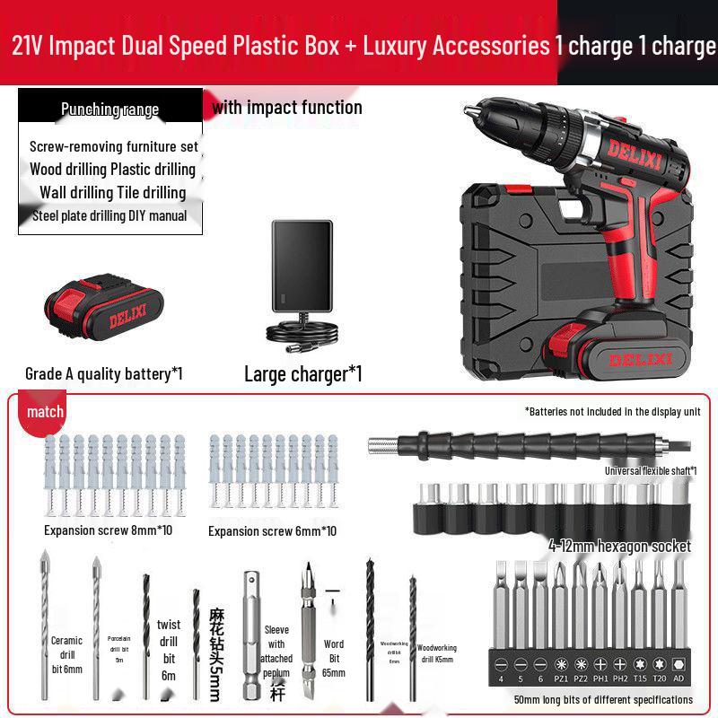 Delixi Lithium Rechargeable Multifunctional Hand Drill & Electric Screwdriver Tool