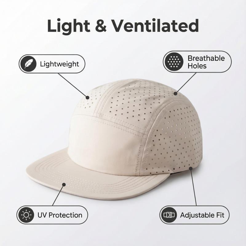 Men's Quick-Dry Sun Protection Duckbill Hat - Breathable, Perforated Sports Cap with Soft Brim.